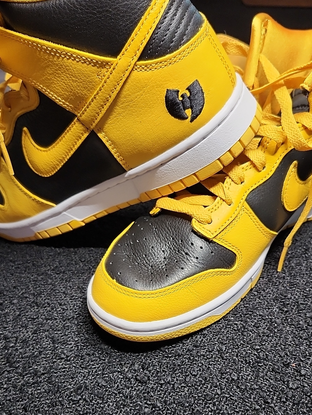 Nike Black and Yellow High-Top Sneakers WU TANG version
